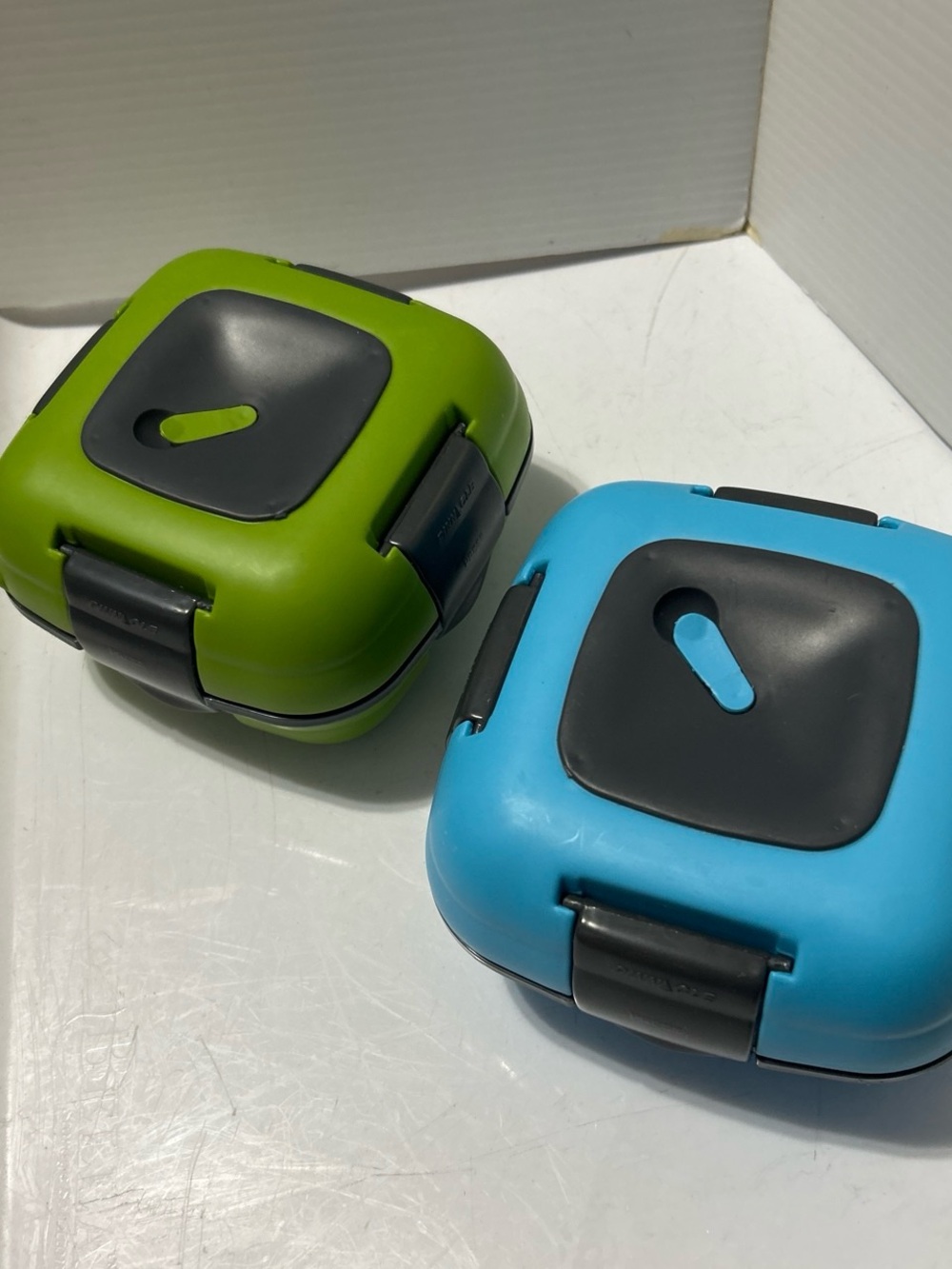 Green and Blue Locking Food Storage Containers - Compact Portable Set
